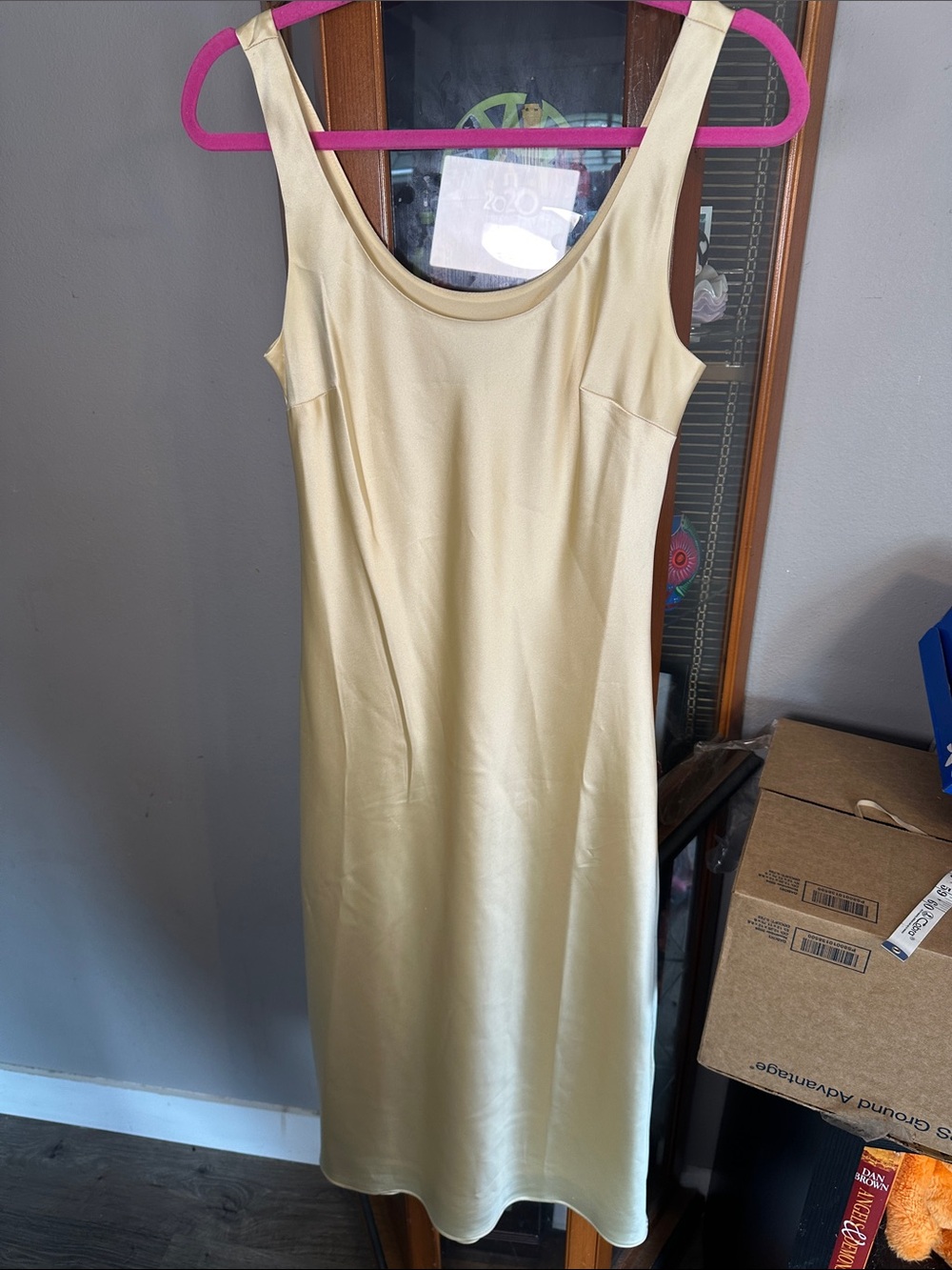 Cream Sleeveless Midi Dress with Scoop Neck